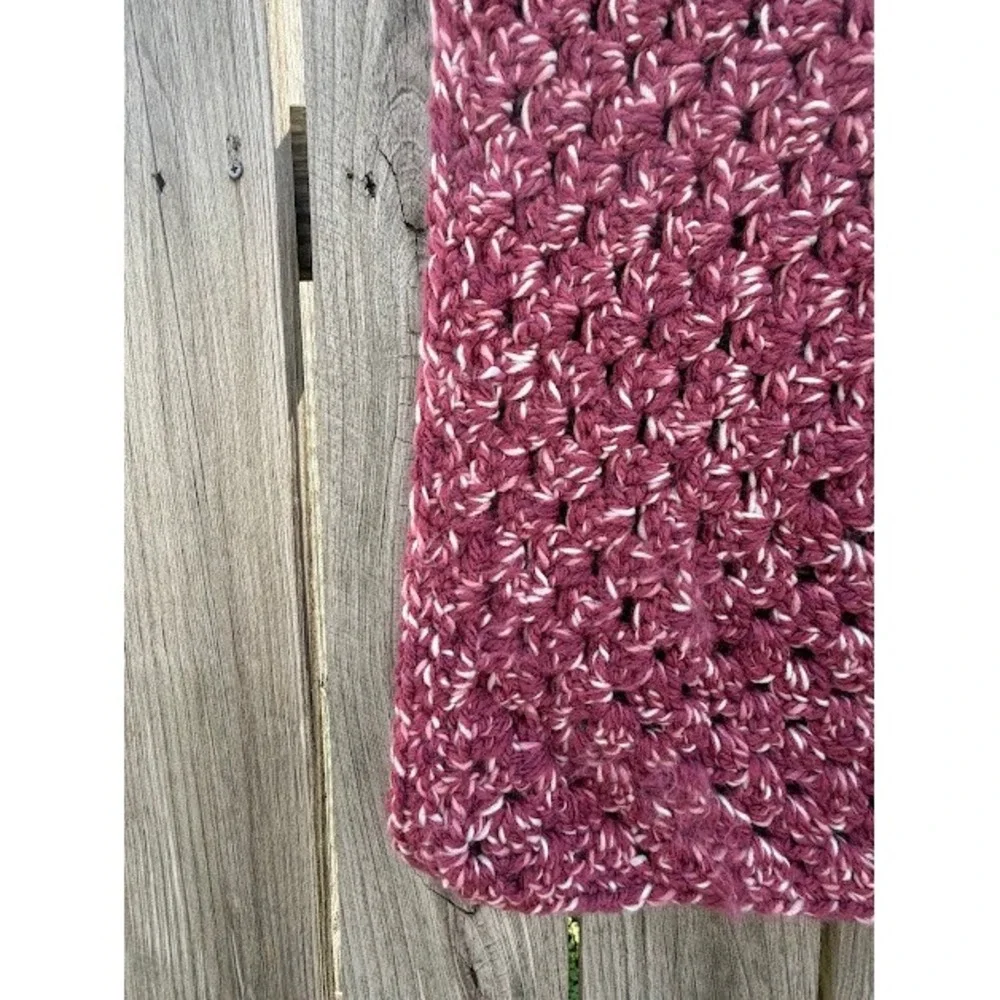 Handmade Crochet Granny Stitch Baby Blanket OS Burgundy Marbled Boho Cozy